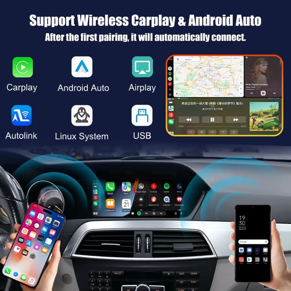 Dekodergränssnitt, Trådlös CarPlay, Stöd för Android Auto,För Benz NTG 4.0