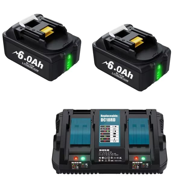Batteri, 6000mAh kapacitet, kompatibel med flere elværktøjer,Sæt 2