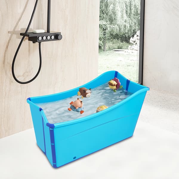 Sammenklappelig Badekar, Materiale: PP + TPE, Udfoldet Størrelse: 87*46*56.5cm, Sammenfoldet Tykkelse: 10cm, Bæreevne: 90kg, Maksimal Temperatur: 120℃