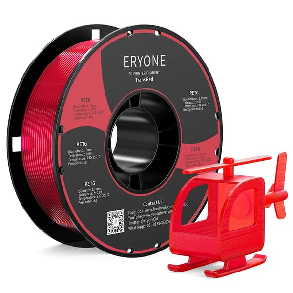3D-skrivarfilament, hög precision, hållbart material,Transparent Röd