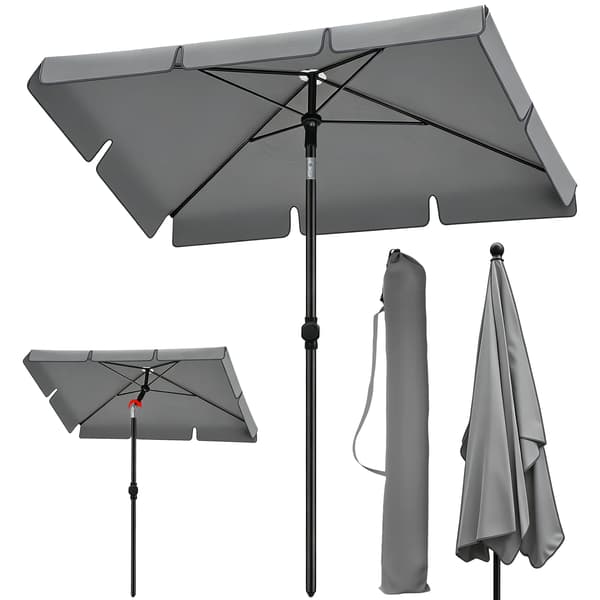 Udendørs Strandparasol, UV-beskyttelse, Vindstabilitetsfunktion,Grå-Quadrat