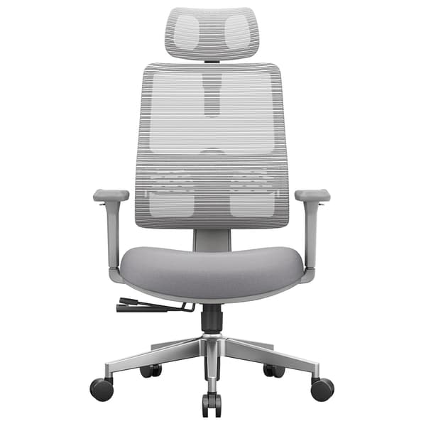 Kontorstol, Ergonomisk Design, Adaptiv Lændestøtte,Grå
