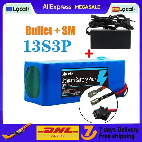 Litiumjonbatteripack, 48V, 100Ah kapacitet,Kula-SM-laddare