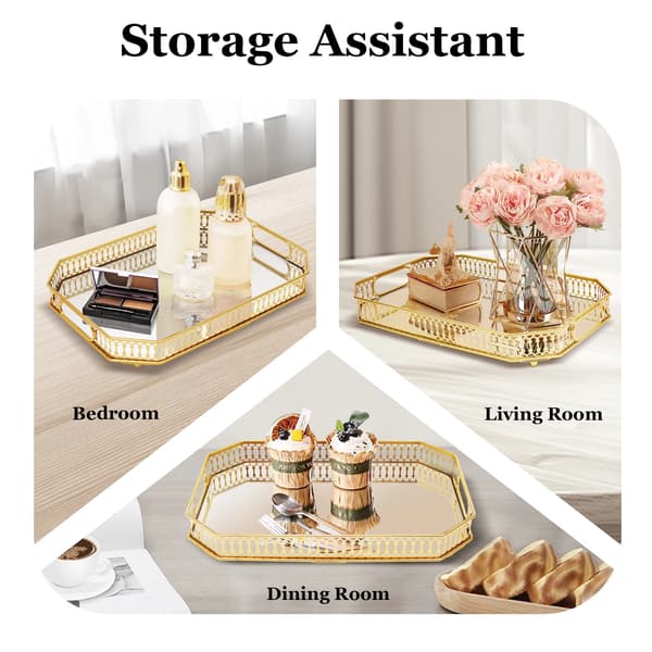 Serveringsbakke, elektroforet jern, glas vanity design,Guld