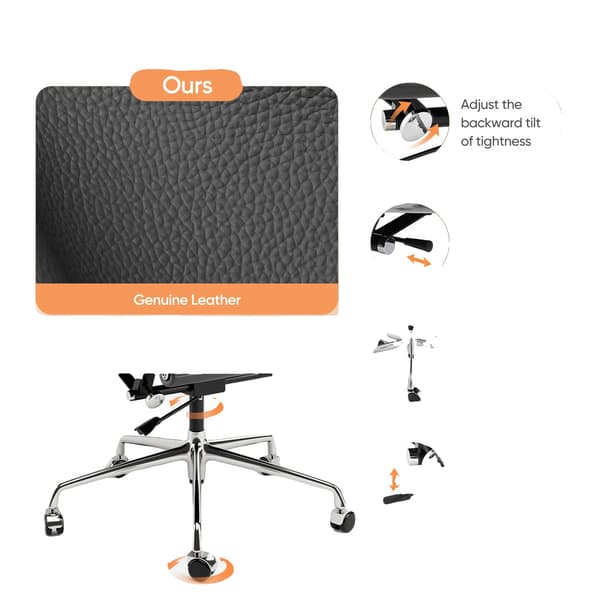 Kontorstol, Ergonomisk Design, Justerbar Højde,Sort høj ryg