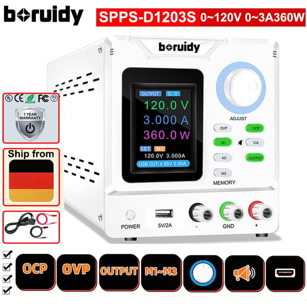 Strømforsyning, Justerbar Spænding, Overstrømsbeskyttelse,SPPS-D1203S 120V3A