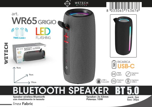 Trådlös högtalare, Bluetooth 5.0, Bärbar utomhusdesign,WR65G
