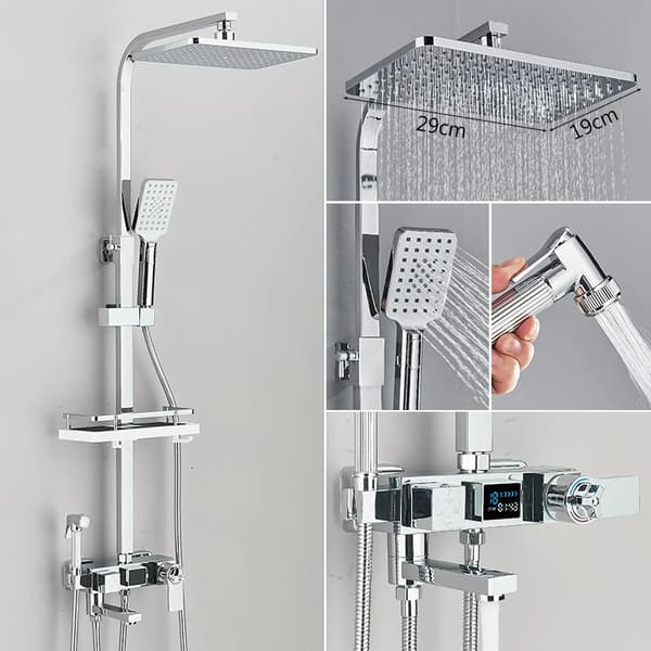 Duschkran, Digital Display, Termostatisk Kontroll,Termostat krom X