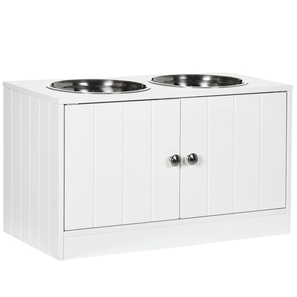 Hundefoder, Skjult Opbevaring, Ergonomisk Design,HVID, 60X30X35.5 cm