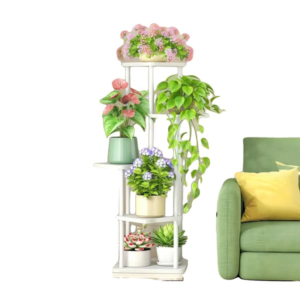 Planteholder, 5 niveauer, pladsbesparende design,B-5-lags-Hvid