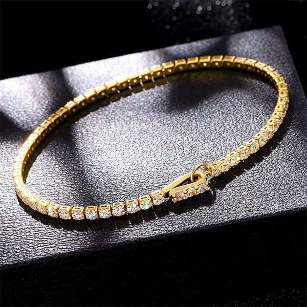 Wrap Armbånd, 925 Sølv, Moissanite Sten,Guldfarvet