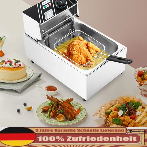 Elektrisk Djupfritös, 2,5 kW Effekt, Justerbar Temperaturkontroll,vit