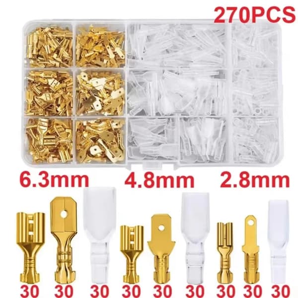 Ledningsforbindelser, Isolerede Crimp Terminaler, Assorteret Sæt 270PCS,270PCS Guld