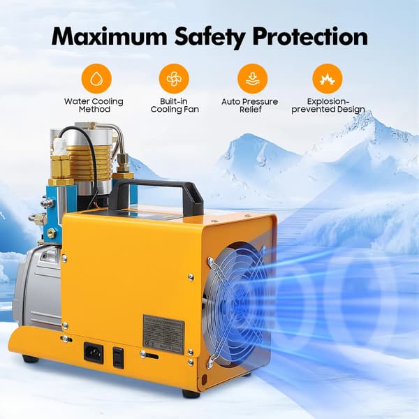 Högtrycksluftkompressor, 1800W effekt, 30 MPA maximalt tryck,EU, Orange/Svart