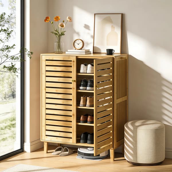 Sko Rack, 5 Lag Design, Ventilerede Lamel Døre,2 Døre