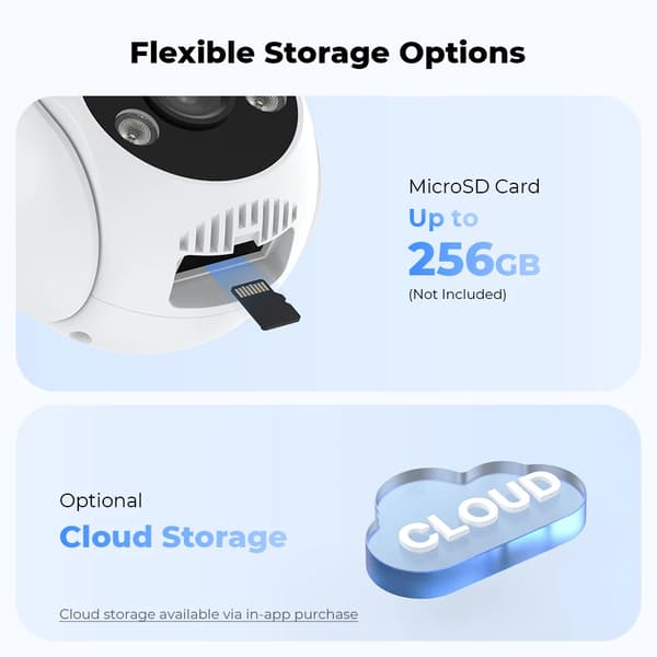 IP-kamera, 3 megapixlar, 90° synvinkel, 8x digital zoom, väderbeständig IP66, stöder Android och iOS