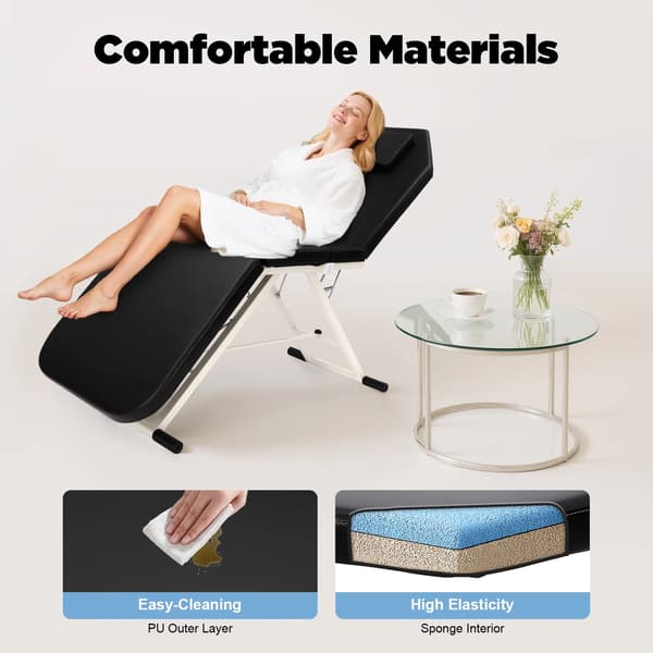 Massagebord, Bärbar Design, Hög Viktkapacitet,svart