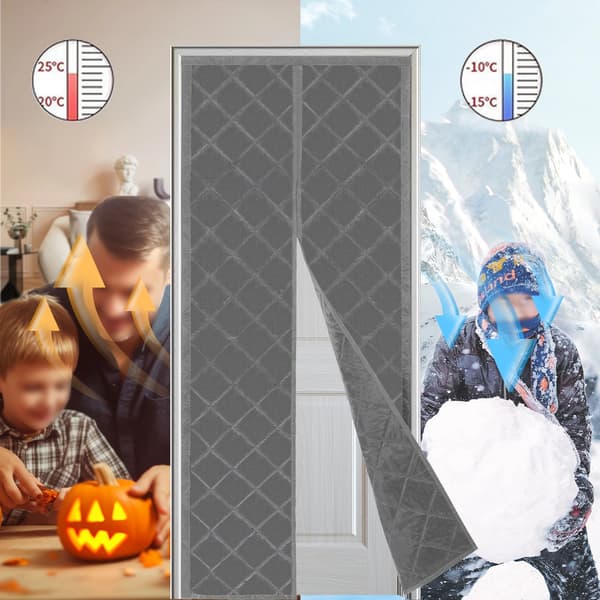 Magnetisk Dörrgardin, Isolerad, Justerbar Passform,GRÅ