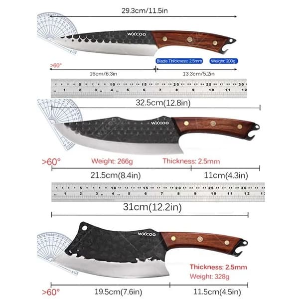 Bønningskniv Sæt, Rustfrit Stål Blade, Ergonomisk Håndtag,3PCS