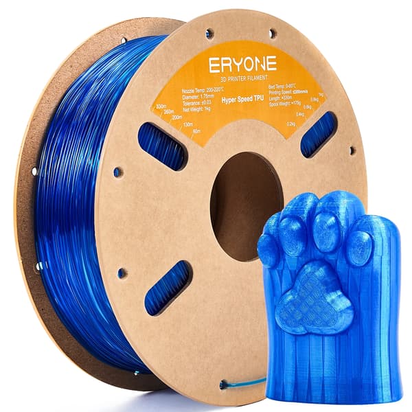 TPU Filament, Hög Hastighet, Flexibel,Transparent Blå