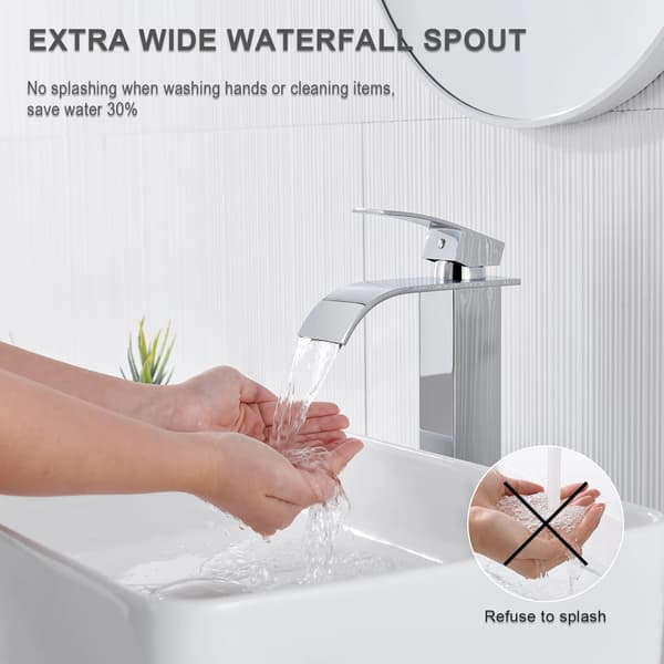 Basinblandare, Vattenfall Design, Rostfritt Stål Konstruktion,Rostfritt stål, Krom, G3/8