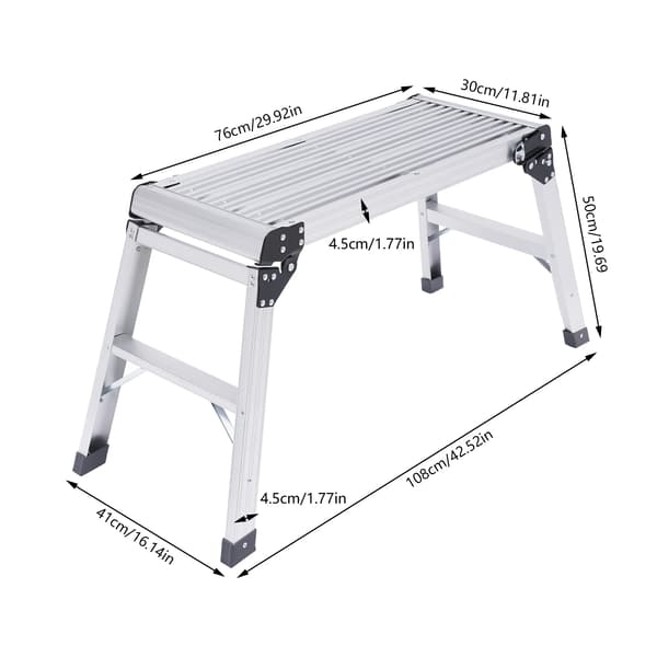 Plattform Stege, 150 kg Kapacitet, Fällbar Design,Silver
