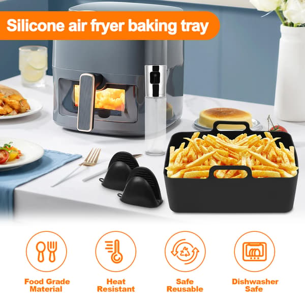 Air Fryer Tilbehørssæt, 22-delt Kit, Holdbare Silikoneværktøjer,sort