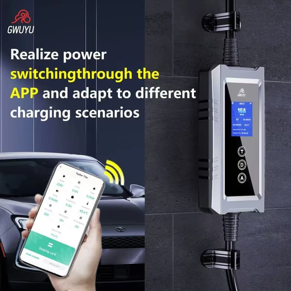Elbiloplader, Smart Kontrol, Holdbart Design,7KW-APP-Bag