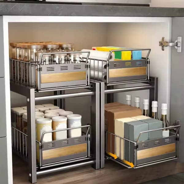 Under Disk Organizer, Utdragbar Skjutdesign, Platsbesparande Ställ,Grå