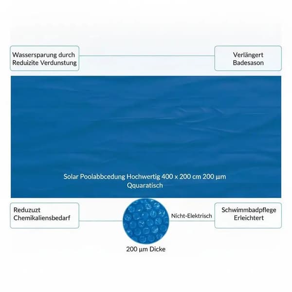 Solpoolöverdrag, UV-skydd, värmebevarande,Blå
