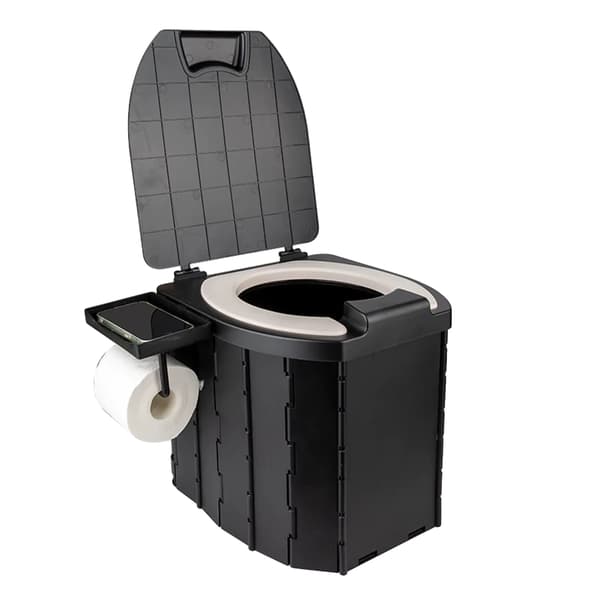Bærbar Campingtoilet, Letvægts, Nem at Samle,Sort