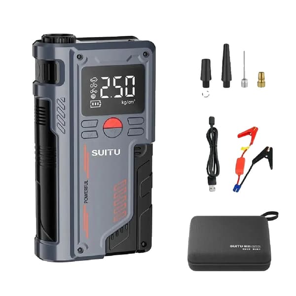Bil Jump Starter, 600A Toppström, Bärbar Luftkompressor, 8000mah