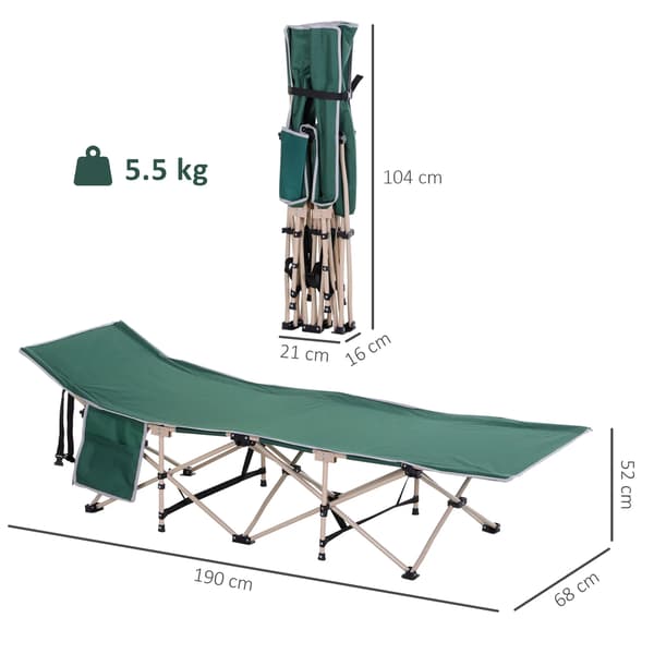 Camping seng, bærbar design, kraftig ramme,grøn