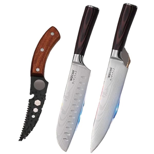 Kockkniv, Rostfritt Stål, Ergonomiskt Handtag,3PCS