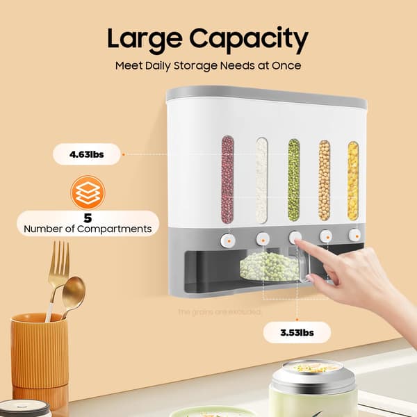 Matdispenser, 5-fackdesign, hållbart material,Grå och Vit