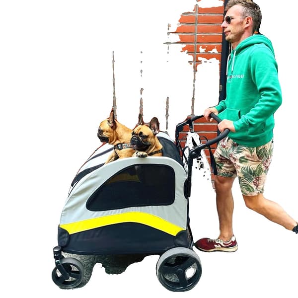 Hundtransportör, Fällbar Design, 4-hjulig Mobilitet,GRÅ