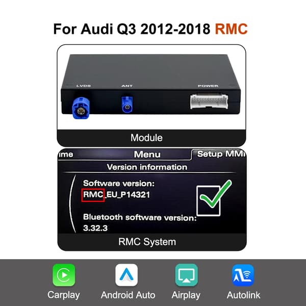 Gränssnittsadapter, Trådlös CarPlay, Android Auto-kompatibilitet,RMC