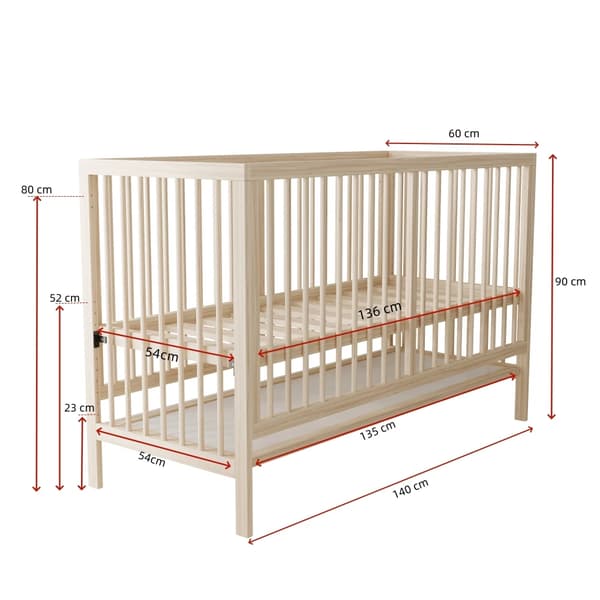 Babyseng, Konvertibel Design, Justerbar Højde,Børneseng