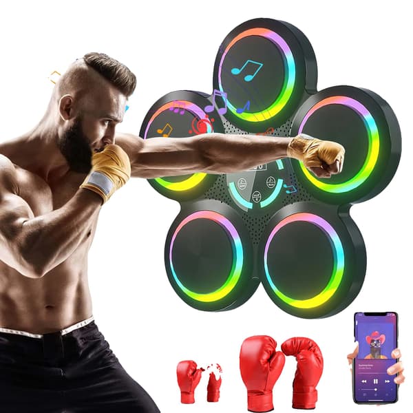 Boxningsreflextränare, Bluetooth-anslutning, Interaktiva träningspass,Svart