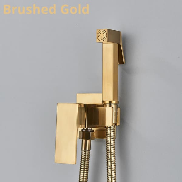 Bidetarmatur, Holdbar Solid Messing, Justerbart Varmt og Koldt Vand,Børste Guld