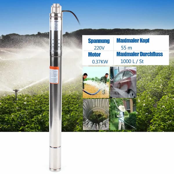 Nedsænket Pumpe, Rustfrit Stål, Op til 1000 L/h Flow Rate,EU, 220V