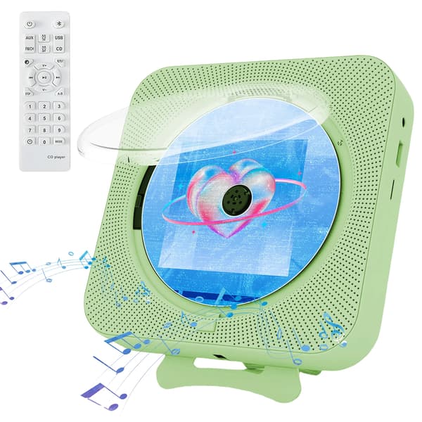 Bærbar CD-afspiller, Bluetooth-forbindelse, FM-radiofunktionalitet,grøn