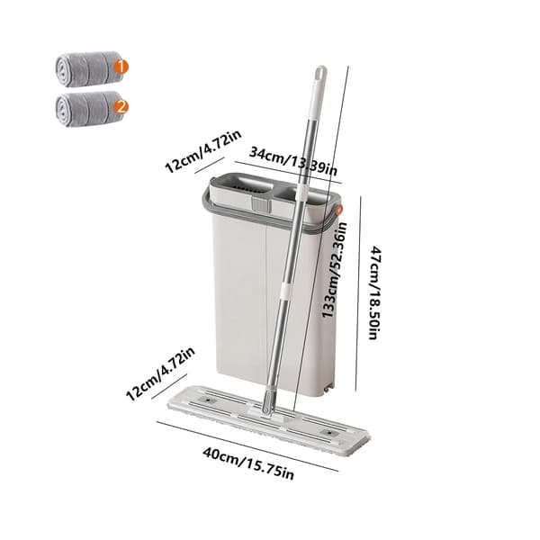Plattmopp, handsfree drift, våt- och torrfunktionalitet,47cm 2 Kläder