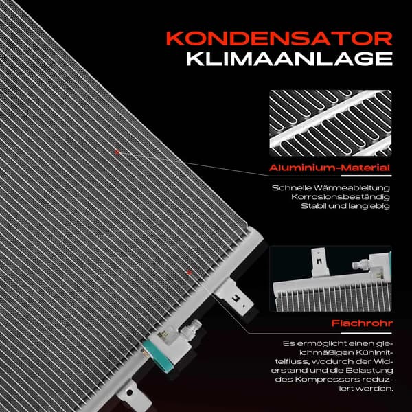 Kondensor Luftkonditionering, 655 mm Längd, 325 mm Bredd, 16 mm Djup, Inlopp Diameter 18 mm, Utlopps Diameter 15,3 mm
