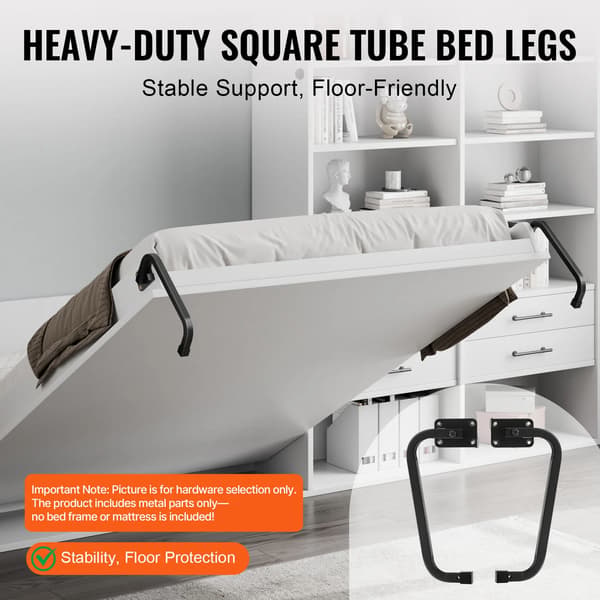 Murphy Bed Kit, Pladsbesparende Design, Holdbar Konstruktion,Sort