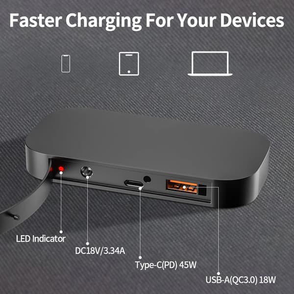 Solcellsladdare, Fällbar Design, 60W Effektutgång,TSP18V60W