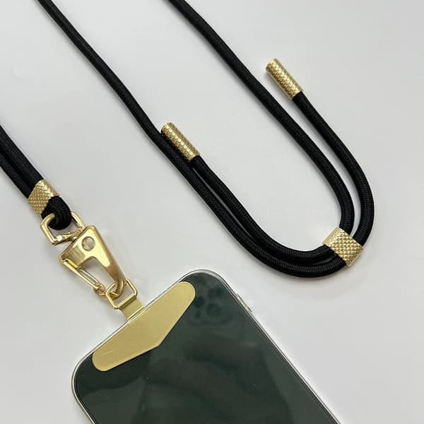 Mobiltelefon Lanyard, Justerbar Længde, Holdbart Udendørs Design,sort, Polyester / Nylon
