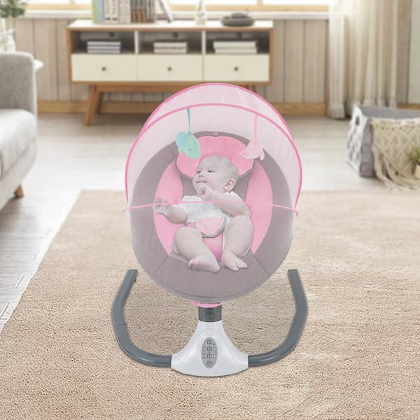 Babysäng, USB-driven, automatisk gungning,Rosa