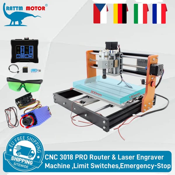 CNC-fräsmaskin, GRBL-kontroll, lasermodul,Lägg till touch+10w Laser