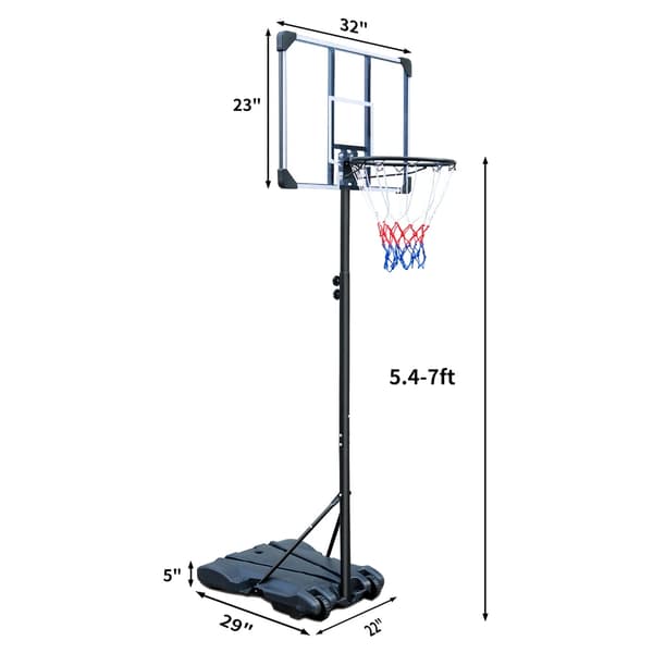 Basketballkurv, Justerbar Højde, Bærbart Design,Sort